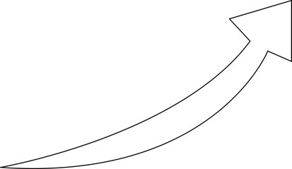 Black Outline Curved Upward Arrow Graphic Element Simple Design Illustration vector