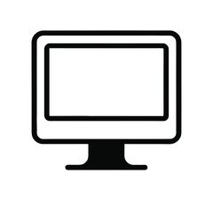 PC Monitor Icon in Black Color on White Background