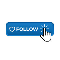 follow – blue rectangular 3D button – vector illustration