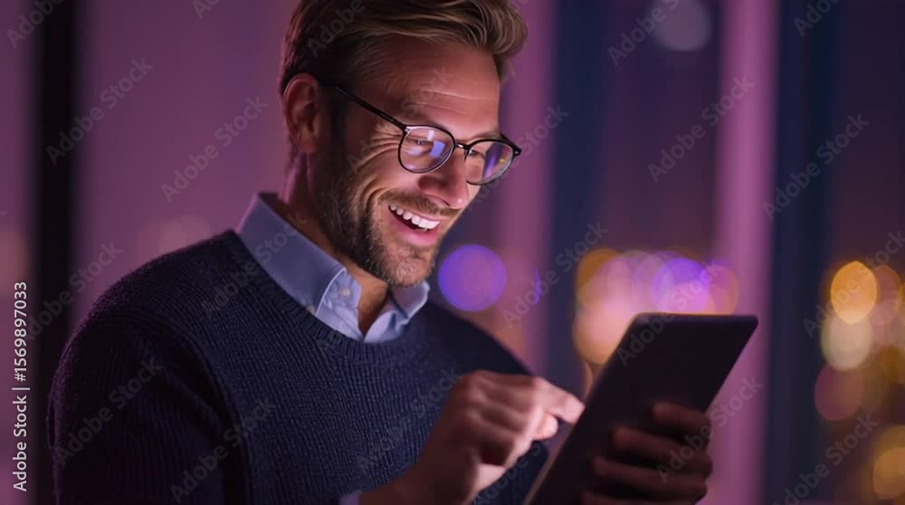 Poster saas application business. platform business. cloud customer. customer smiling while using saas clou
