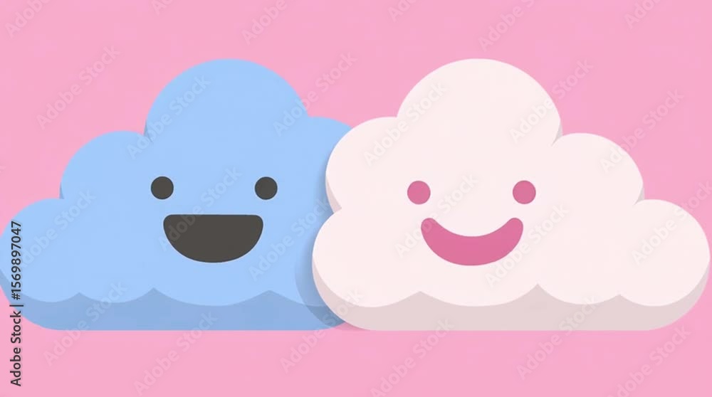 Poster saas application business. platform business. cloud customer. cloud symbol merging with happy custom