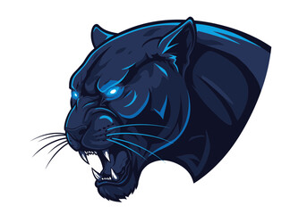 Ferocious Black Panther Vector Logo | Glowing Eyes Wild Cat Mascot | Powerful Jungle Beast Illustration for Gaming, Sports, Branding, and Apparel Art

