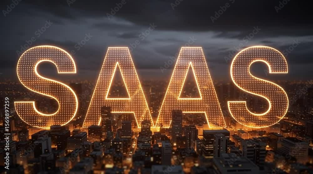 Poster saas application business. platform business. cloud customer. cloud monitoring dashboard with glowin