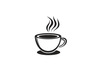 Obraz premium A black and white coffee cup with steam rising from it