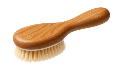 Brush with a wooden handle and soft bristles for grooming pets in a private house.