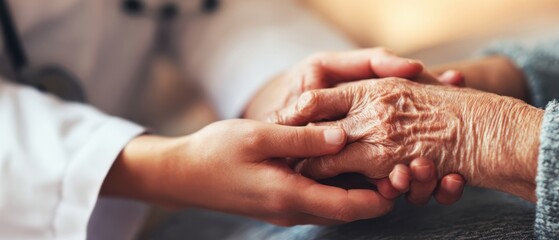 The Hands of a Caring Doctor Supporting an Elderly Patient