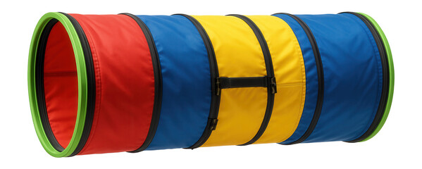 A multi-section play tunnel with detachable parts, allowing for creative configurations in a garden.