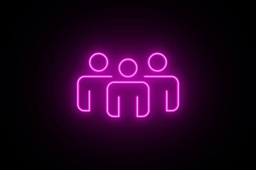 Neon Team Work People Icon. Employee Management. Business people neon icon, Research, Meeting business, working, Business people, human resource, Employees symbol line editable isolated.