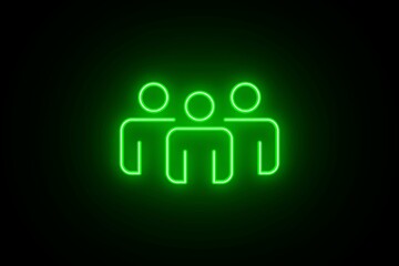 Neon Team Work People Icon. Employee Management. Business people neon icon, Research, Meeting business, working, Business people, human resource, Employees symbol line editable isolated.