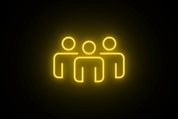 Neon Team Work People Icon. Employee Management. Business people neon icon, Research, Meeting business, working, Business people, human resource, Employees symbol line editable isolated.