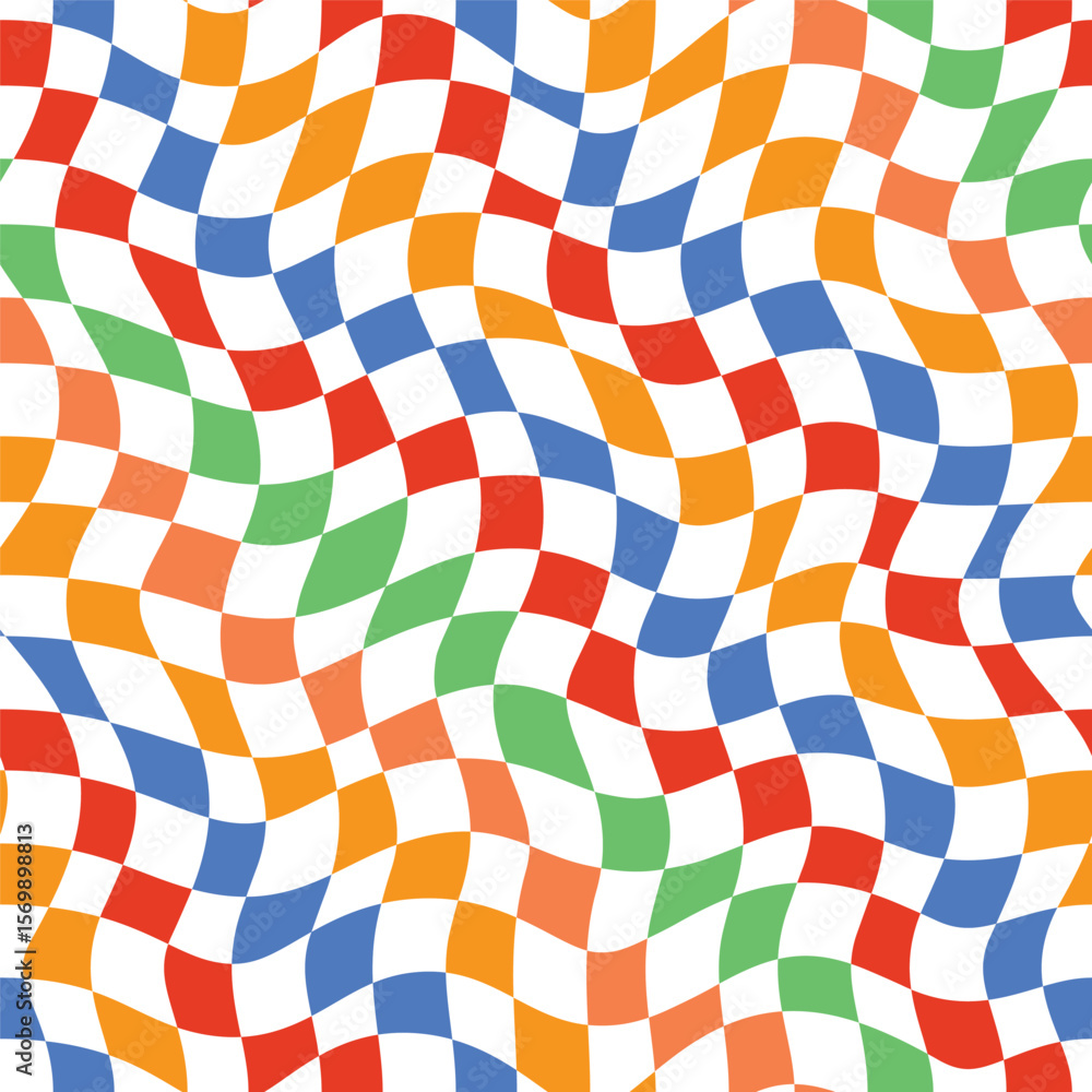 Poster abstract groovy colorful checkerboard seamless pattern, geometrical pattern