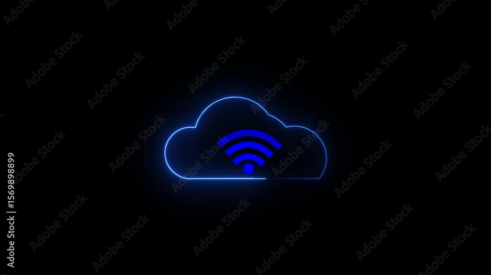 Aufkleber technology data transformation concept. glowing neon line of cloud computing icon for download and u