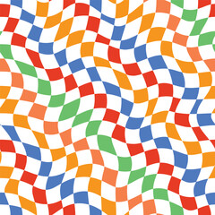 Abstract groovy colorful checkerboard seamless pattern, geometrical pattern	
