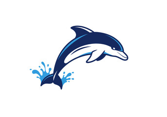 Fototapeta premium Jumping Dolphin Vector Logo | Playful Marine Animal Design | Ocean Mascot Art for Kids, Aquatic Branding, T-Shirts, Stickers, and Sea-Themed Projects
