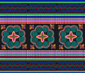 Colorful Ethnic Geometric Motifs Vector Pattern Design