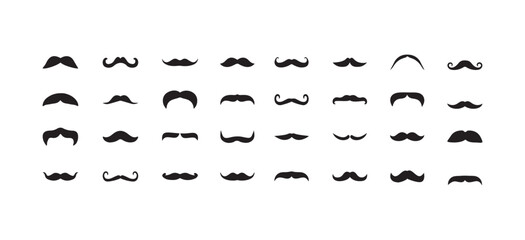 set of black man mustache icons. Mustache collection set. Set of moustache icons