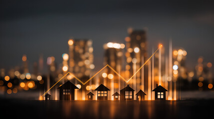 Market analysis of real estate development trends in urban cities infographic data visualization nighttime urban environment