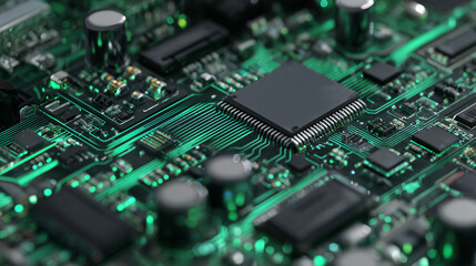 Close-Up of Circuit Board Components