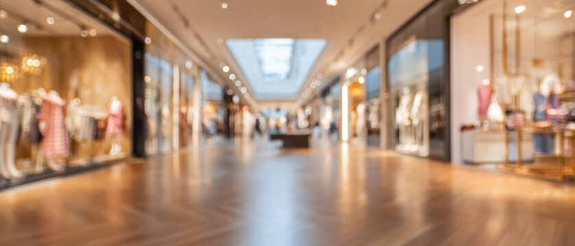 The spacious shopping mall featuring stylish retail boutiques and elegant displays.