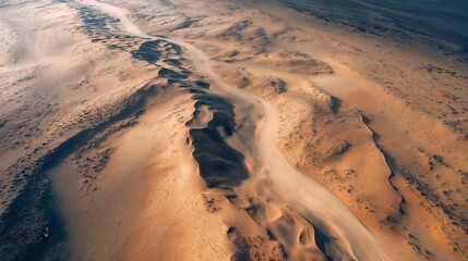 Aerial View of Desert Dunes