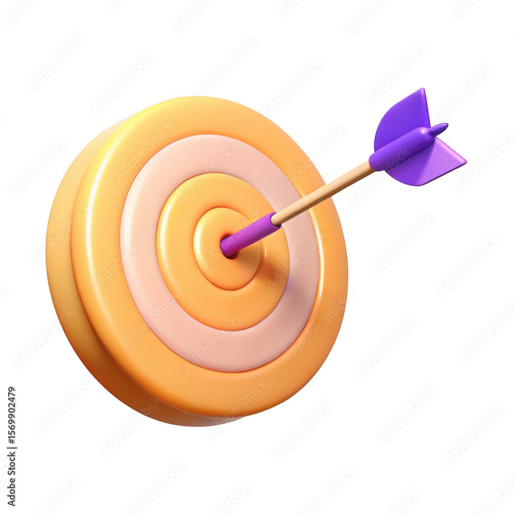 Poster 3d target with arrow hit isolated on transparent background