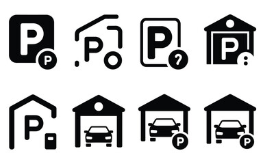 Parking and Vehicle Symbols Vector Icon Set