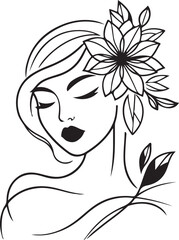 A beautiful woman face line art