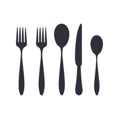 Dark Gray Cutlery Set Isolated on White utensils fork