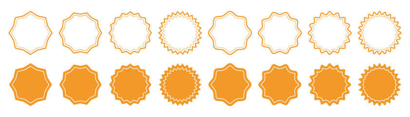 Set of red starburst, starburst labels. Blank badge sticker label and red starburst set. Starburst Sale Stickers and Ribbons design.