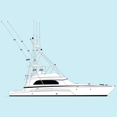 Naklejka premium Boat Vector Line Art Illustration