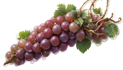 Obraz premium 3d illustration bunch of grapes with leaves,png