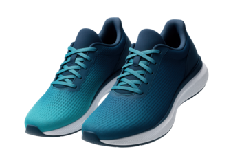 Running shoes with gradient color pattern and durable heel counters