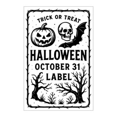 Halloween Black And White Invitation Label