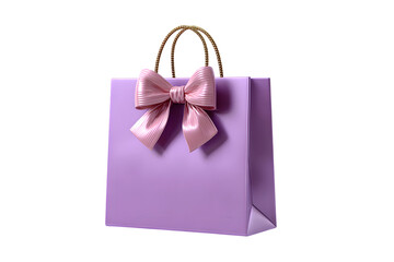 Pastel cute Gift bag, luxury shopping bags with pink satin ribbon bow. isolated on transparent background with clipping path. Christmas gift. Mother's Day present, Valentines Day.