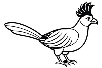 Stylized Line Art of a California Quail with a Curved Tail and Crest