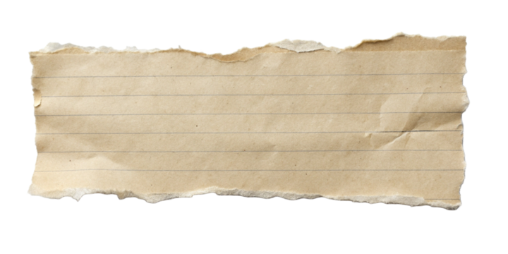 Torn piece of graph paper isolated on transparent background