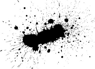 Black ink splatters and drips abstract artistic design splash