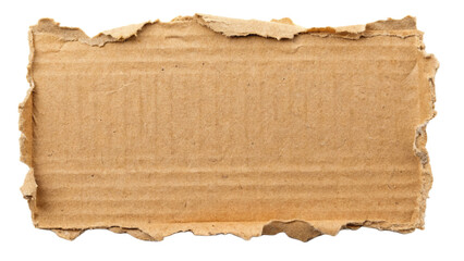 Ripped corrugated brown cardboard isolated on transparent background