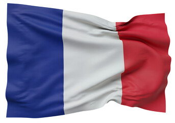 Obraz premium A waving French flag with blue white and red vertical stripes against a black background