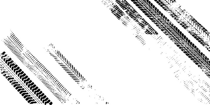 Black tire tracks on white background abstract design tread grunge