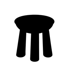Black and White Silhouette of a Minimalist Three Legged Stool Design
