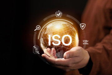 ISO Standard Certification Global Digital Concept in Hand