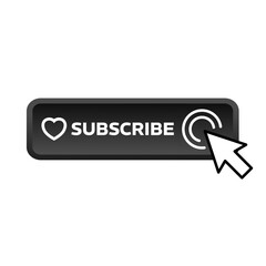subscribe – black rectangular 3D button – vector illustration