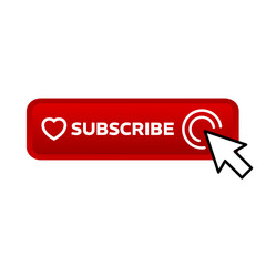 subscribe – red rectangular 3D button – vector illustration