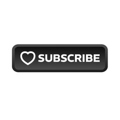 subscribe – black rectangular 3D button – vector illustration