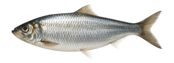 Atlantic herring with silvery scales and forked tail