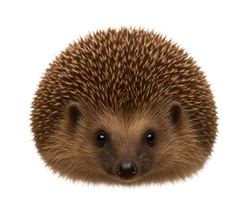 Hedgehog with spiny, brown quills and small black eyes