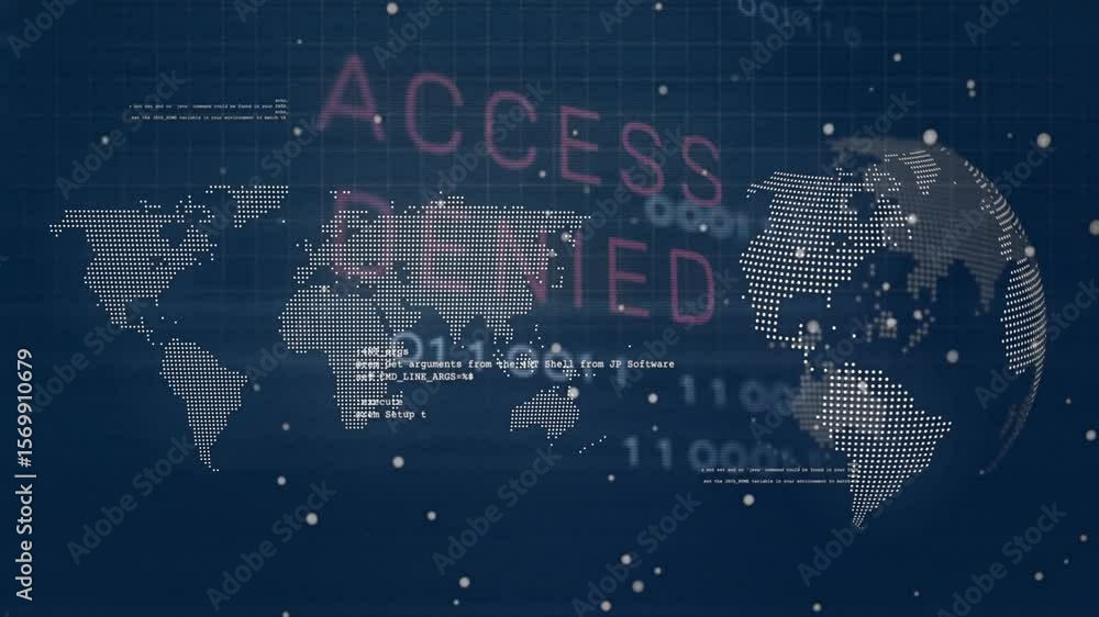 Aufkleber ui executing code causing map and globe spin while access letters fading denied pulsing warning