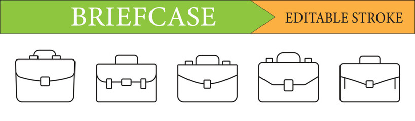 Briefcase Vector Icons Collection Showing Professionalism and Style for Business and Travel Needs in a Clean Outline Style