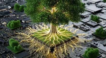 Fototapeta premium Digital Ecosystem Growth Fueled by Green Technology Innovation